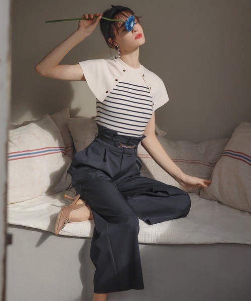 31 Sons de mode（トランテアン　ソン　ドゥ　モード）の「カラーワイドパンツ（その他パンツ・レディース・ピンク/グリーン/ネイビー・36/38）」の3枚目の写真