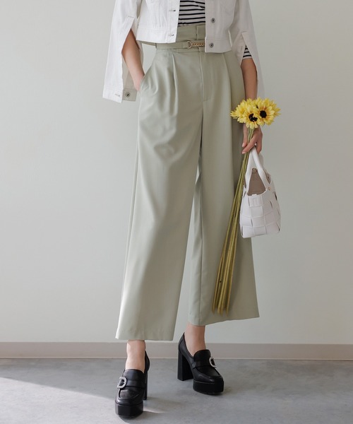 31 Sons de mode（トランテアン　ソン　ドゥ　モード）の「カラーワイドパンツ（その他パンツ・レディース・ピンク/グリーン/ネイビー・36/38）」の2枚目の写真