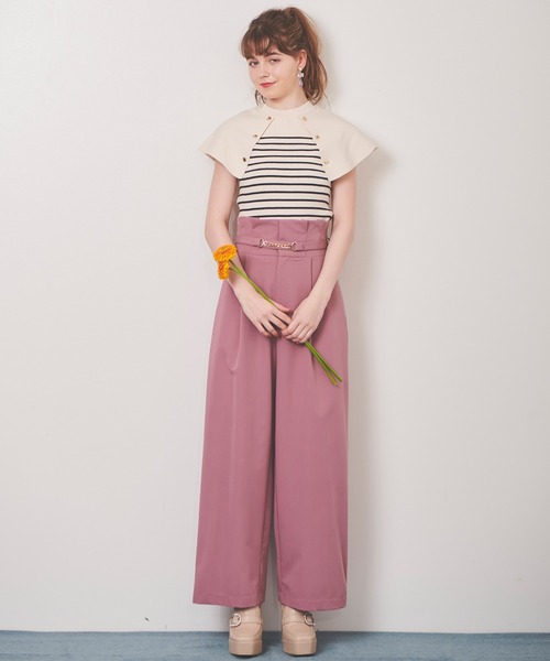 31 Sons de mode（トランテアン　ソン　ドゥ　モード）の「カラーワイドパンツ（その他パンツ・レディース・ピンク/グリーン/ネイビー・36/38）」の5枚目の写真