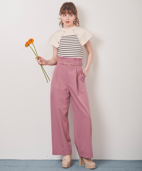 31 Sons de mode（トランテアン　ソン　ドゥ　モード）の「カラーワイドパンツ（その他パンツ・レディース・ピンク/グリーン/ネイビー・36/38）」の6枚目の写真