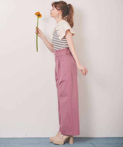 31 Sons de mode（トランテアン　ソン　ドゥ　モード）の「カラーワイドパンツ（その他パンツ・レディース・ピンク/グリーン/ネイビー・36/38）」の7枚目の写真