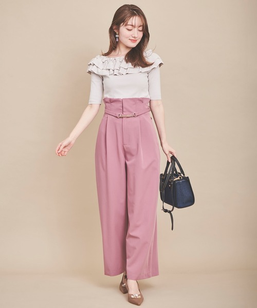 31 Sons de mode（トランテアン　ソン　ドゥ　モード）の「カラーワイドパンツ（その他パンツ・レディース・ピンク/グリーン/ネイビー・36/38）」の9枚目の写真