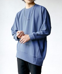 【MinoriTY】梨地素材アシメトリーロンT 長袖Tシャツ デザインTシャツ メンズ 無地 秋服 夏服