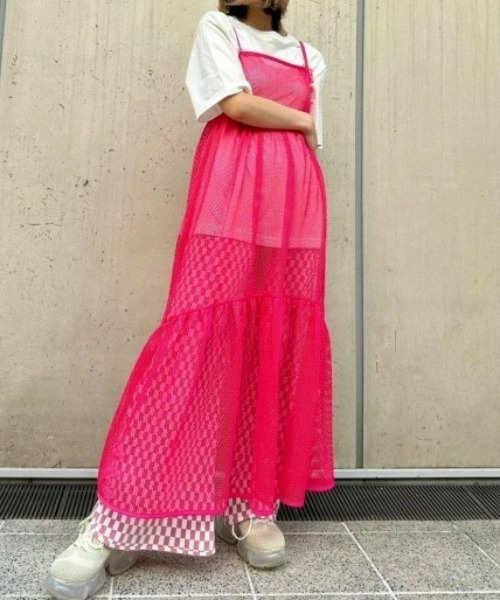 Candy Stripper(キャンディストリッパー)の「MESH CAMISOLE ワンピース(ワンピース・レディース・オフホワイト/ピンク/ライトブルー/ブラック・2)」の4枚目の写真