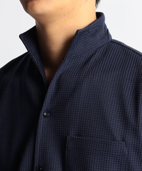 HIDEAWAYS NICOLE（ハイダウェイニコル）の「ボックスミニワッフルイタリアンカラー半袖シャツ（シャツ/ブラウス・メンズ・ホワイト×ブラック/ネイビー/ホワイト・MEDIUM/LARGE/X-LARGE/M）」の19枚目の写真