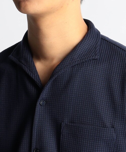 HIDEAWAYS NICOLE（ハイダウェイニコル）の「ボックスミニワッフルイタリアンカラー半袖シャツ（シャツ/ブラウス・メンズ・ホワイト×ブラック/ネイビー/ホワイト・MEDIUM/LARGE/X-LARGE/M）」の20枚目の写真