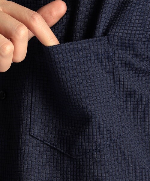 HIDEAWAYS NICOLE（ハイダウェイニコル）の「ボックスミニワッフルイタリアンカラー半袖シャツ（シャツ/ブラウス・メンズ・ホワイト×ブラック/ネイビー/ホワイト・MEDIUM/LARGE/X-LARGE/M）」の21枚目の写真