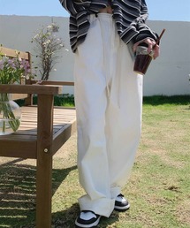 イージーワイドストレートパンツ カラーパンツ