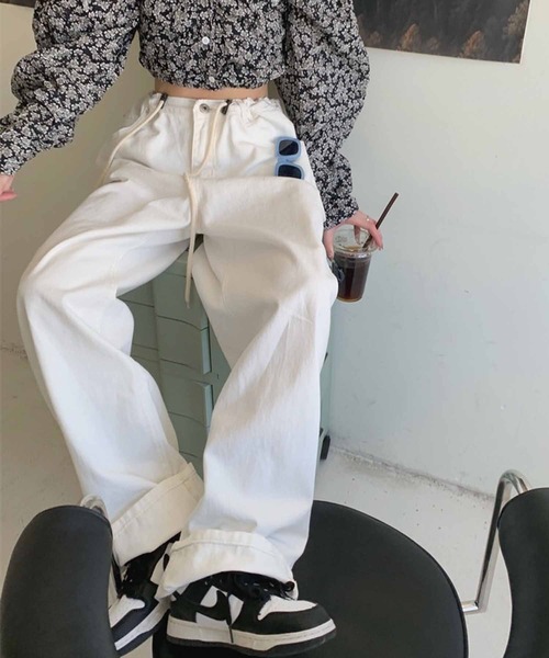NANEA（ナネア）の「イージーワイドストレートパンツ　カラーパンツ（その他パンツ・レディース・サックスブルー/ピンク/ホワイト・ONE SIZE/SMALL/MEDIUM/LARGE/X-LARGE/XX-LARGE）」の6枚目の写真