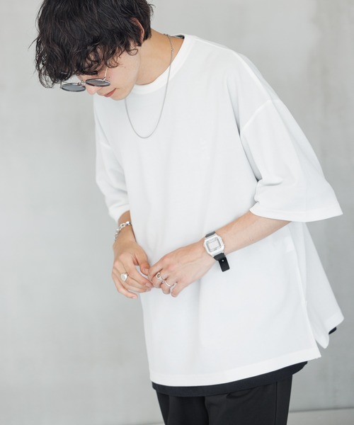 RAGEBLUE(レイジブルー)の「ジョーゼットサイドジップスリットTシャツ(Tシャツ/カットソー・メンズ・ホワイト/ライトブルー/ブラック/ブルー・MEDIUM/LARGE)」の2枚目の写真