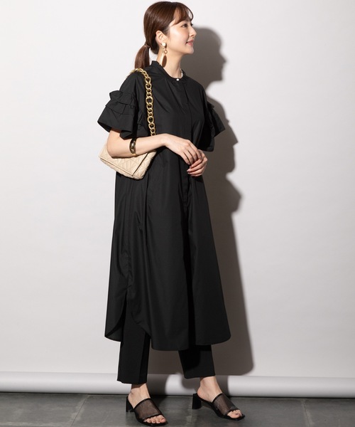 MHBG TOKYO(エムエイチビージートーキョー)の「フリルスリーブ シャツワンピース(シャツワンピース・レディース・ブラック/オフホワイト/ブルー・FREE)」の21枚目の写真