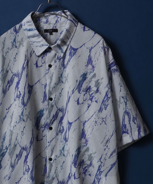 ANPAS（アンパス）の「Total Pattern Print Big Silhouette Sheer Shirt/総柄プリント ビッグシルエット メッシュシャツ シアーシャツ（シャツ/ブラウス・メンズ・ホワイト系その他3/ブラック系その他3/ホワイト系その他/ホワイト系その他2/ブラック系その他/ブラック系その他2/ブルー系その他/グレー系その他・M/L）」の2枚目の写真