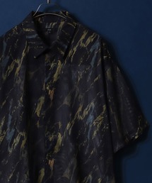 Total Pattern Print Big Silhouette Sheer Shirt/総柄プリント ビッグシルエット メッシュシャツ シアーシャツ