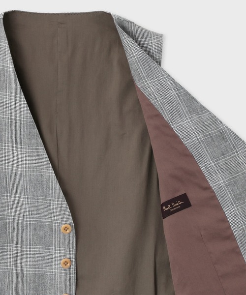 Paul Smith COLLECTION(ポールスミスコレクション)の「リネンチェック ベスト / 134182 105(ベスト・メンズ・ライトグレー/オリーブ・MEDIUM/LARGE)」の8枚目の写真