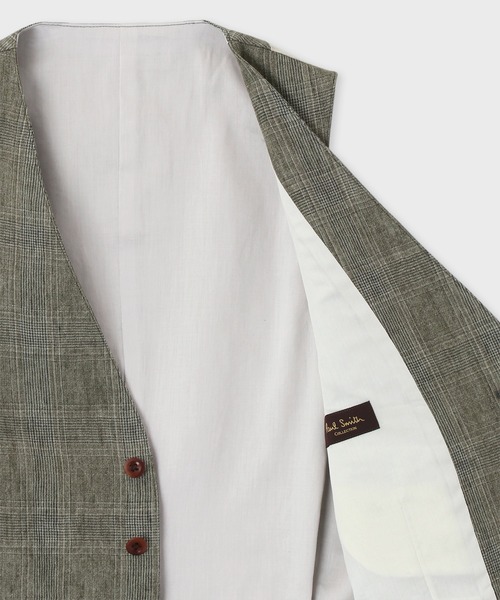 Paul Smith COLLECTION(ポールスミスコレクション)の「リネンチェック ベスト / 134182 105(ベスト・メンズ・ライトグレー/オリーブ・MEDIUM/LARGE)」の3枚目の写真