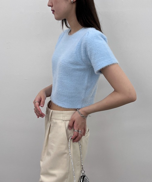 EPIMI E'PIMMY（エピミエピミー）の「【ハンドウォッシャブル】フェザーヤーンパフスリーブプルオーバー（ニット/セーター・レディース・ブルー/オフホワイト/グレー/ピンクベージュ・MEDIUM）」の16枚目の写真