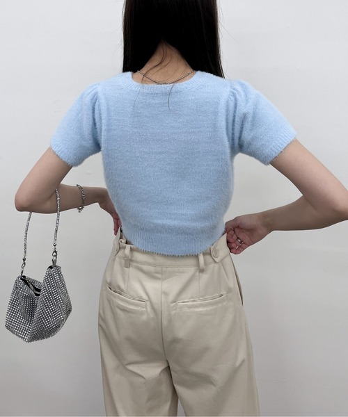 EPIMI E'PIMMY（エピミエピミー）の「【ハンドウォッシャブル】フェザーヤーンパフスリーブプルオーバー（ニット/セーター・レディース・ブルー/オフホワイト/グレー/ピンクベージュ・MEDIUM）」の19枚目の写真