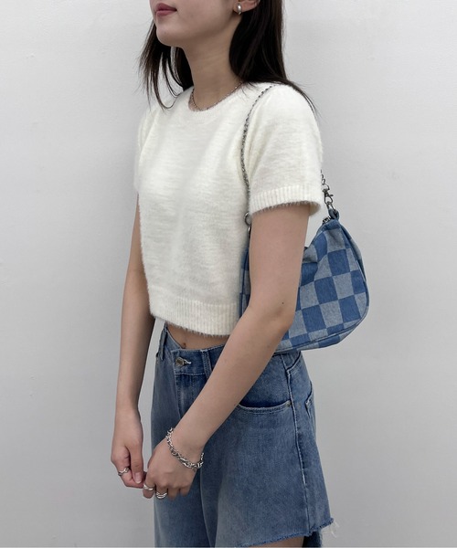 EPIMI E'PIMMY（エピミエピミー）の「【ハンドウォッシャブル】フェザーヤーンパフスリーブプルオーバー（ニット/セーター・レディース・ブルー/オフホワイト/グレー/ピンクベージュ・MEDIUM）」の15枚目の写真