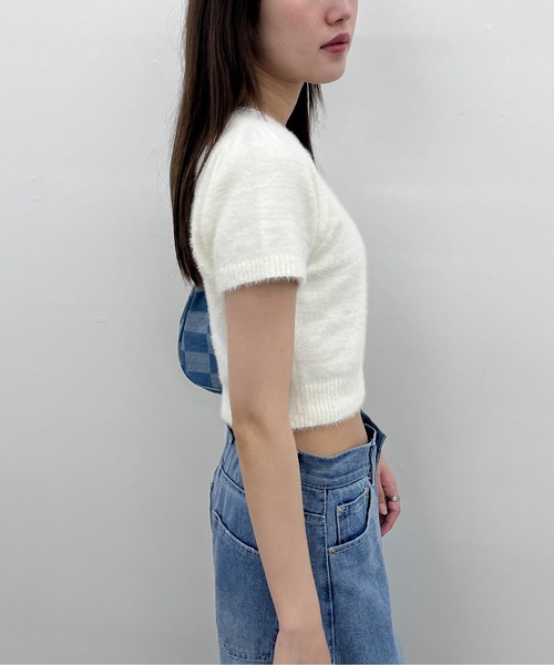 EPIMI E'PIMMY（エピミエピミー）の「【ハンドウォッシャブル】フェザーヤーンパフスリーブプルオーバー（ニット/セーター・レディース・ブルー/オフホワイト/グレー/ピンクベージュ・MEDIUM）」の10枚目の写真