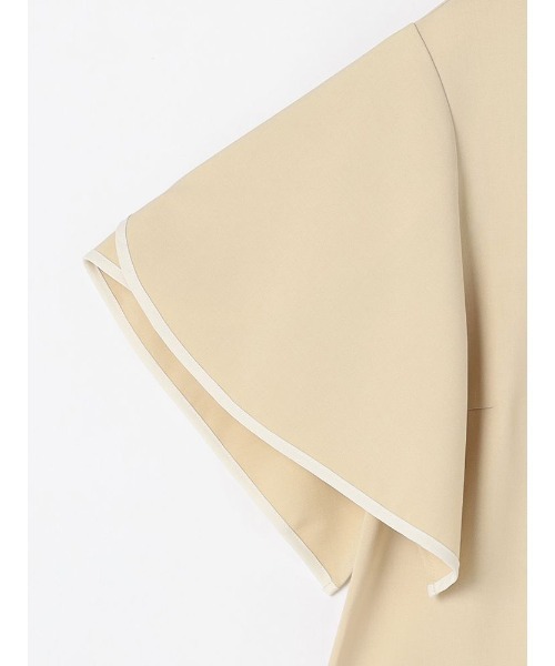 Perfect Suit FActory（パーフェクトスーツファクトリー）の「【セットアップ可能】バイカラーパイピング　ブラウス　ベージュ/グリーン（シャツ/ブラウス・レディース・ベージュ/ライトグリーン・M/L/S）」の6枚目の写真