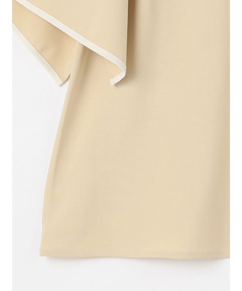 Perfect Suit FActory（パーフェクトスーツファクトリー）の「【セットアップ可能】バイカラーパイピング　ブラウス　ベージュ/グリーン（シャツ/ブラウス・レディース・ベージュ/ライトグリーン・M/L/S）」の7枚目の写真