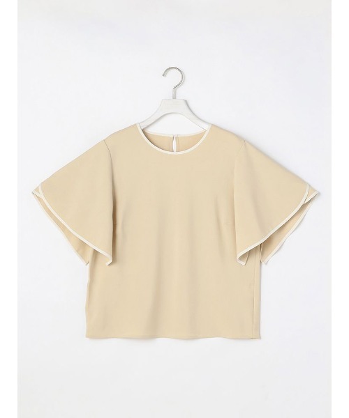 Perfect Suit FActory（パーフェクトスーツファクトリー）の「【セットアップ可能】バイカラーパイピング　ブラウス　ベージュ/グリーン（シャツ/ブラウス・レディース・ベージュ/ライトグリーン・M/L/S）」の19枚目の写真