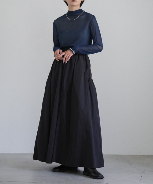 select MOCA（セレクトモカ）の「シースルースキントップス（Tシャツ/カットソー・レディース・グリーン/ベージュ/ネイビー/アイボリー/ブラック/グレイッシュベージュ・FREE）」の20枚目の写真