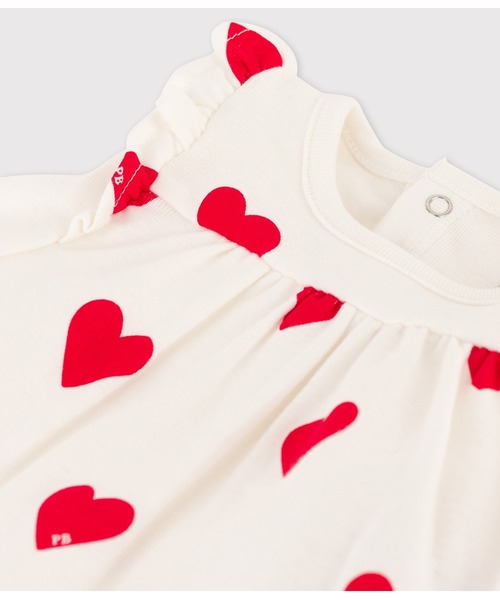 PETIT BATEAU（プチバトー）の「ドレスボディ2点セット（ベビーギフト・キッズ・ホワイト×レッド・6MONTH/12MONTH）」の6枚目の写真