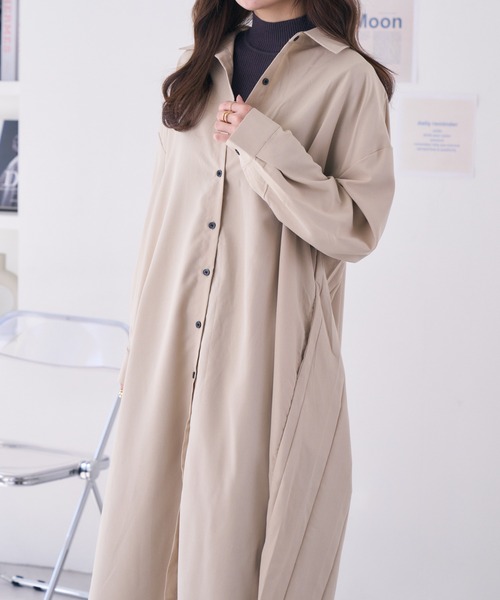 Ada.(エイダ)の「バックプリーツロングシャツ(シャツワンピース・レディース・ブラック/チャコール/ベージュ/キャメル・FREE)」の21枚目の写真