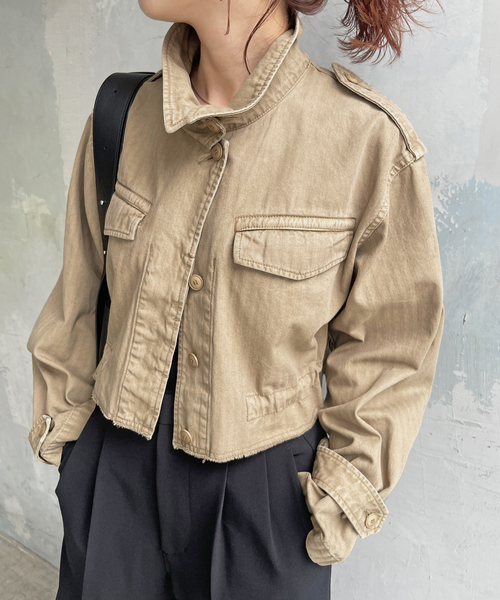 Spick & Span（スピックアンドスパン）の「ヘリンボーンM-47ショートブルゾン（ブルゾン・レディース・カーキ/ベージュ・FREE）」の12枚目の写真