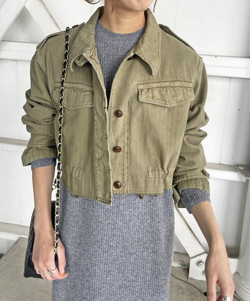 Spick & Span（スピックアンドスパン）の「ヘリンボーンM-47ショートブルゾン（ブルゾン・レディース・カーキ/ベージュ・FREE）」の19枚目の写真