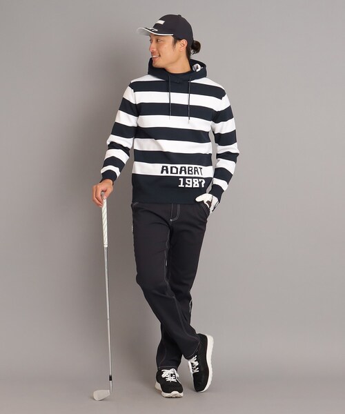 adabat（アダバット）の「◆【手洗い可】ボーダーデザイン ニットフーディ（ニット/セーター・メンズ・ホワイト系3・46/48/50/52）」の8枚目の写真