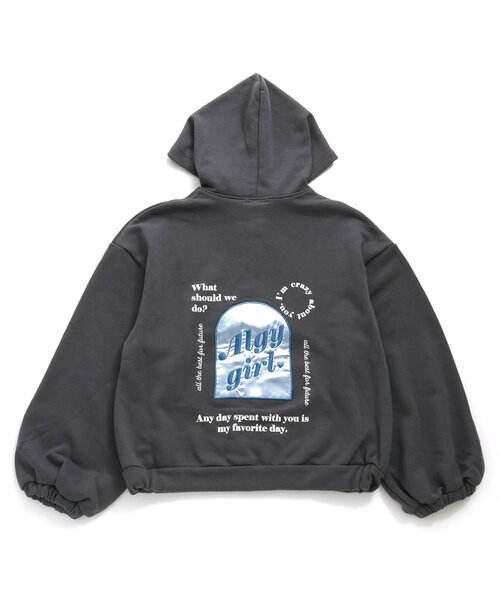 algy(アルジー)の「サテンアップリケパーカー(パーカー・キッズ・アイボリー/ピンク/チャコール・X-SMALL/MEDIUM/XX-SMALL/SMALL)」の5枚目の写真