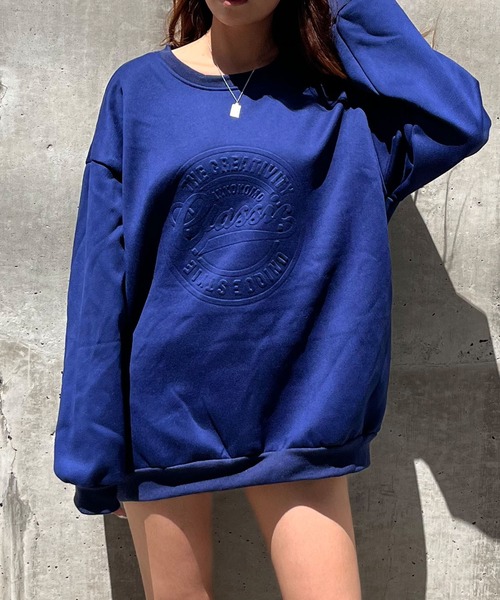 GLAMOROUS JANE(グラマラスジェーン)の「裏起毛エンボス加工プルオーバー(スウェット・レディース・ネイビー/レッド/ホワイト/チャコールグレー/ブラック・FREE)」の10枚目の写真