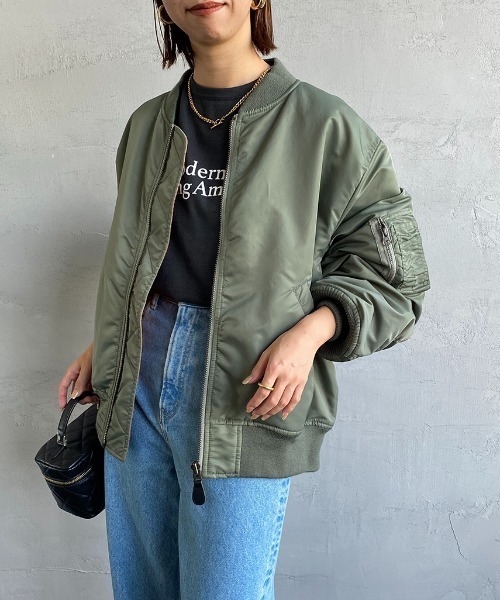 JEANS FACTORY Clothes（ジーンズファクトリークローズ）の「【FINEBOYS 2月号掲載】[Jeans Factory Clothes/ジーンズファクトリークローズ] ビックシルエット MA-1（MA-1・レディース・ブラック/オリーブ/ホワイト・S/M/L/XL）」の19枚目の写真