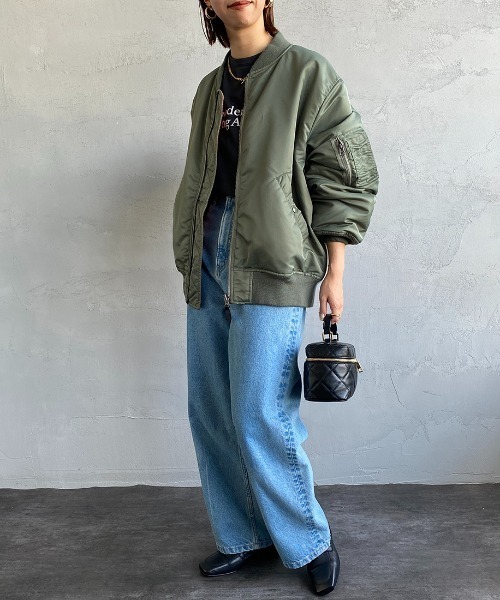 JEANS FACTORY Clothes（ジーンズファクトリークローズ）の「【FINEBOYS 2月号掲載】[Jeans Factory Clothes/ジーンズファクトリークローズ] ビックシルエット MA-1（MA-1・レディース・ブラック/オリーブ/ホワイト・S/M/L/XL）」の5枚目の写真