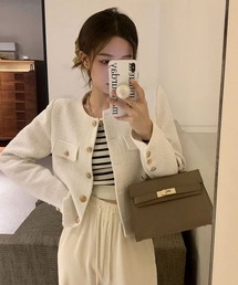 希少✨バーバリー♡ノーカラージャケット　金ボタン　ロゴ　ウール　大きめM 希少✨バーバリー♡ノーカラージャケット 金ボタン ロゴ ウール