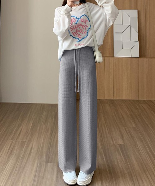 Amulet(アミュレット)の「ニットワイドパンツ(その他パンツ・レディース・ブラック/ホワイト/ベージュ/グレー・FREE)」の7枚目の写真