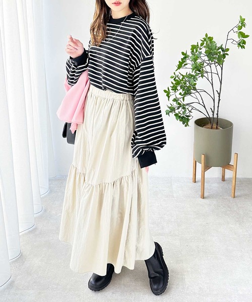 GeeRA(ジーラ)の「裾ドロストボーダーロンT(Tシャツ/カットソー・レディース・ブラック/オフホワイト・MEDIUM)」の19枚目の写真