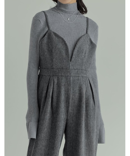 Re:EDIT（リエディ）の「[2024-25 WINTER COLLECTION][低身長/高身長サイズ有]無地orヘリンボーンツイードハートカッティングキャミオールインワン（サロペット/オーバーオール・レディース・ホワイト系その他/ミックスグレー/ブラック・LARGE/TALL/MEDIUM/SHORT）」の20枚目の写真