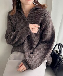 fredy emue | 片畦MIXハーフZIPプルオーバーニット(ニット/セーター)