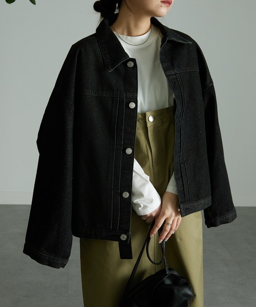 RANAN(ラナン)の「ボリュームスリーブデニムジャケット(デニムジャケット・レディース・ブラック/インディゴブルー・LL/M/L)」の2枚目の写真