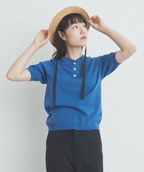 bulle de savon ビュル デ サボン 紺 ニット L bulle de savon（ビュルデサボン）の「COOL POTTER ヘンリープル