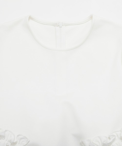 Fit more（フィットモア）の「バルーン切り替えペプラムトップス（Tシャツ/カットソー・レディース・ホワイト/ネイビー/ブラック/ブルー・FREE）」の9枚目の写真