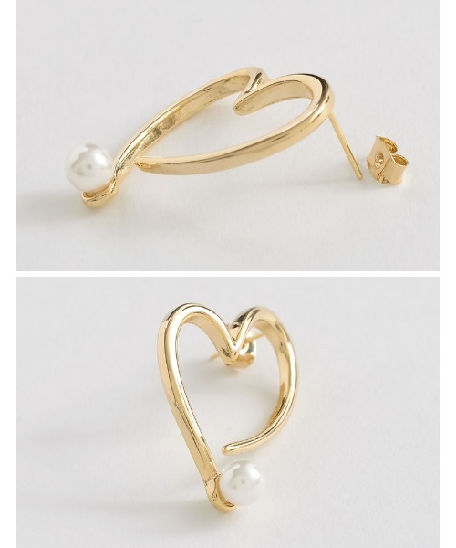 Re:EDIT（リエディ）の「フェイクパール付きハートラインピアス（ピアス（両耳用）・レディース・ゴールド/シルバー・FREE）」の5枚目の写真