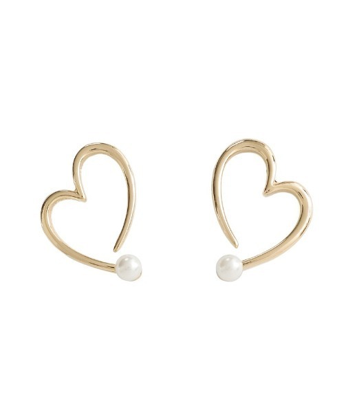 Re:EDIT（リエディ）の「フェイクパール付きハートラインピアス（ピアス（両耳用）・レディース・ゴールド/シルバー・FREE）」の6枚目の写真