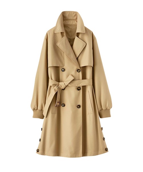 セール】花粉対策！袖リブ使いトレンチコート（トレンチコート