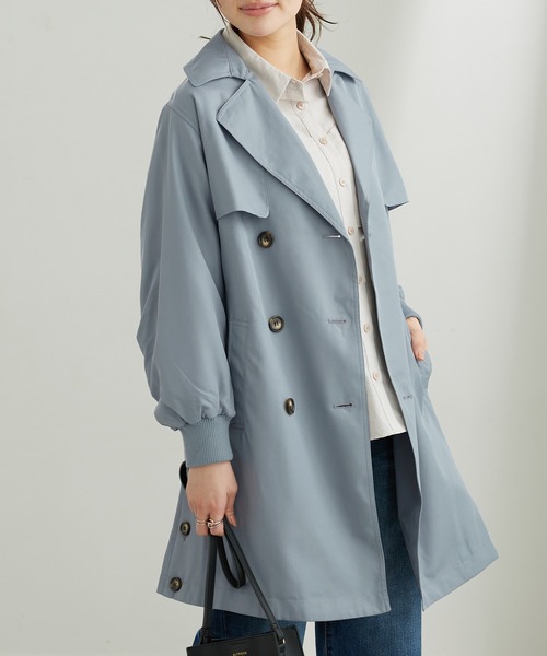 セール】花粉対策！袖リブ使いトレンチコート（トレンチコート