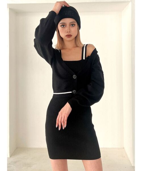 【GYDA】GYDA HEMLINEカーディガンアンサンブルニットワンピース GYDA（ジェイダ）の「GYDA HEMLINEカーディガンアンサンブル