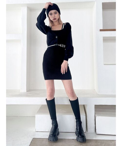 【GYDA】GYDA HEMLINEカーディガンアンサンブルニットワンピース GYDA（ジェイダ）の「GYDA HEMLINEカーディガンアンサンブル